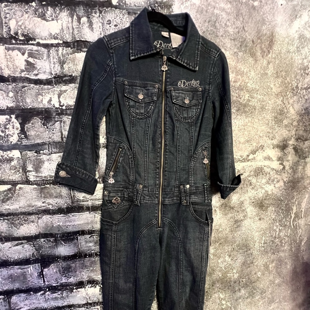 DEREON BEYONCE DENIM  ZIP UP JUMPSUIT SIZE Medium
